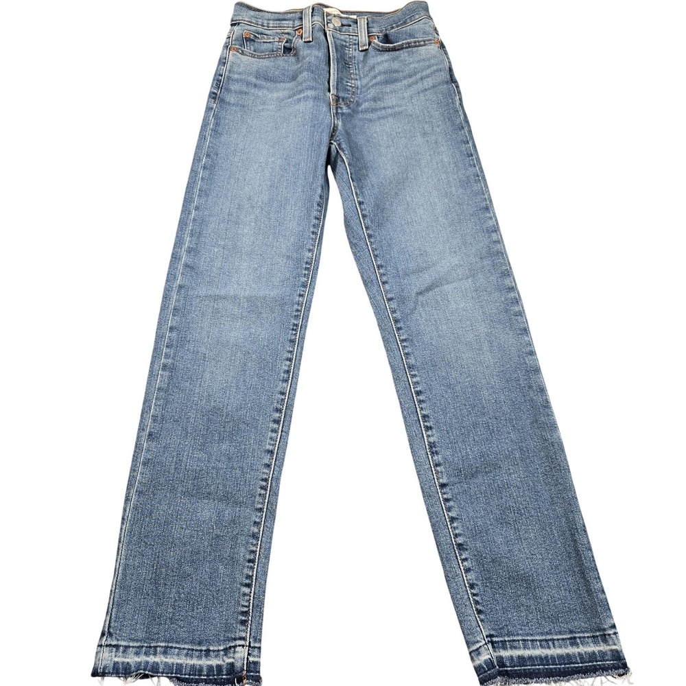 Levis Wedgie Straight Jeans Womens 25 Blue Medium Wash Mid Rise Button Fly Denim